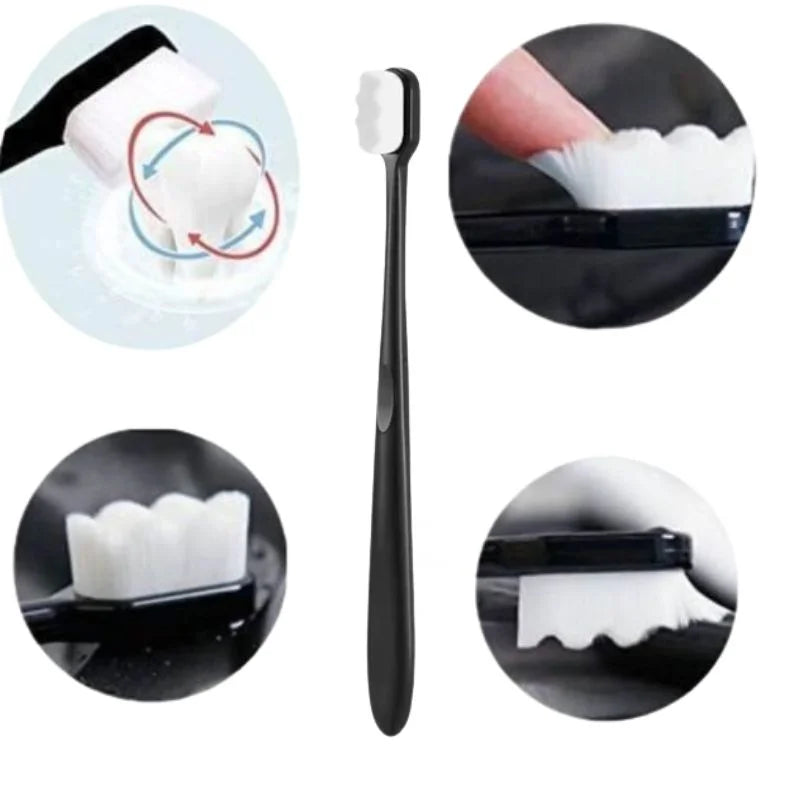 Nano Toothbrush with Travel Case | Ultra Soft Micro-Nano Bristles | For Sensitive Gums, Adults & Kids | Black